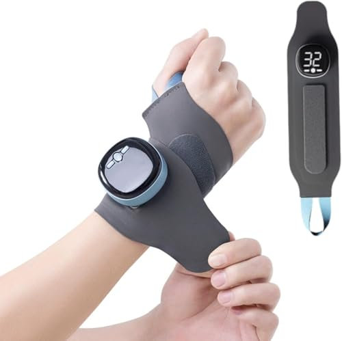 Micmetago asipunervio 3-in-1 Handgelenk Massagegerät mit Wärme & EMS – Kabellose Handgelenkstütze zur Schmerzlinderung & Muskelentspannung – 5 Modi, 9 Intensitäten (L（16-22cm）)