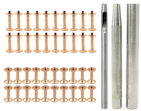 Rdxanc 40 Sets Leather Rivets and Burrs with 3.50MM Rivet Tool and Installing Tool for Belt Wallets Bag Jeans Collar