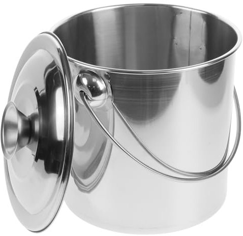 Warmhm Seau à Lait Acier Inoxydable Avec Couvercle Seau De Stockage Portable Pour Cuisine Pot à Lait Multifonctionnel