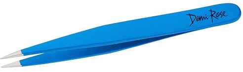 Pointed Tweezers | High Carbon Stainless Steel Ingrown Hair Tweezer | Needle Nose Tweezers Precision Perfectly Aligned & Hand Filed Sharp Tweezers (Blue)