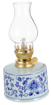 SOIMISS Retro Petroleumlampe aus Keramik mit Klarem Glas Sanfte Beleuchtung Dekorative Öllampe für Innenräume Wohnzimmer und Teestuben Einfach zu Bedienen Nostalgisches Design