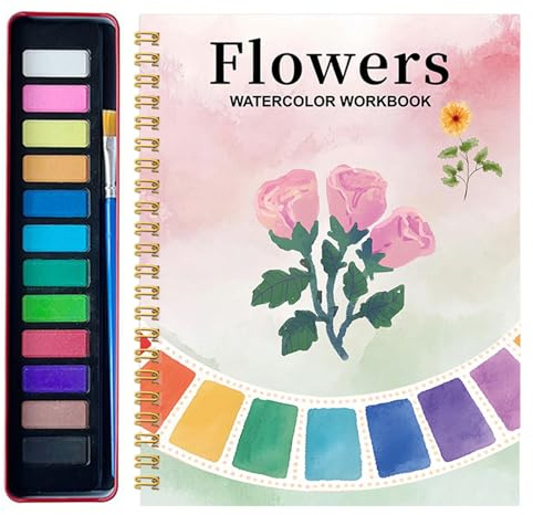 Watercolor Workbook, Promotes Mindfulness, 1 Set, Watercolor Kit Beginners, Coloring Book, Versatile Templates, for Travel, School, Art Class, Kids