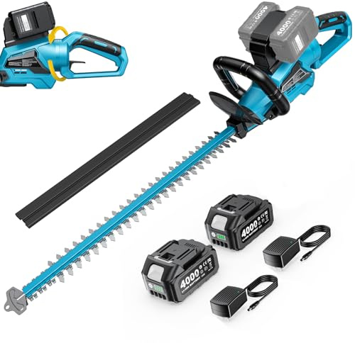 SEESII 40V Taille Haie Électrique Sans Fil – Taille Haies avec Lame Double Action 61 cm, Moteur Brushless 26 000 tr/min, Écartement des Lames 27 mm, avec 2 Batteries 4,0 Ah, Idéal pour Arbustes et Hai
