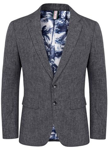 PJ PAUL JONES Casual Blazers för män lätta kostymjackor 2 knappar sportrock, Mörkgrått, XXL