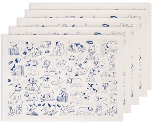 SUPERDANT 5 Stück Hunde Unterglasur Transferpapier Keramik Cartoon Welpen Ton Transferpapier Strichmännchen Keramik Glasur Transferaufkleber für Keramik DIY Bastelbedarf