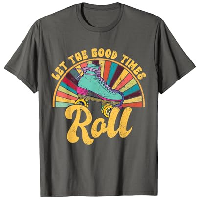 Patins à roulettes rétro des années 80 pour Adolescentes T-Shirt, Homme, Asphalte, XL