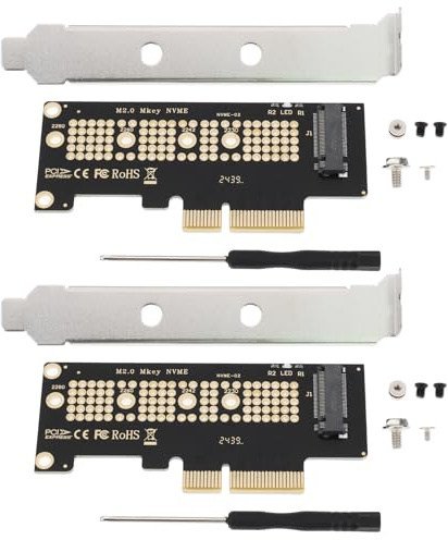 eMagTech Adattatore da SSD M.2 NVMe A PCI-E 4.0 X4 da 2 Pezzi Compatibile con Dischi Rigidi NVMe 2230 2242 2260 2280