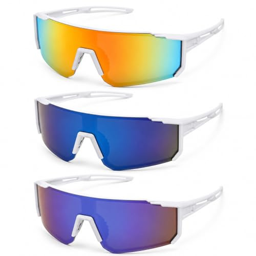 3PCS Running Glasses, Polarised Sunglasses UV400, Cycling Glasses Sports | Lightweight Frame with Comfortable Fit for Hiking, Skiing, Driving, Fishing and Other Outdoor Activities in Daily Use