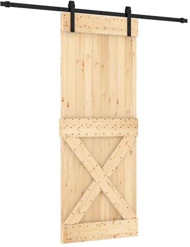 vidaXL Sliding Door 80 x 210 cm Solid Pine Wood (Untreated)