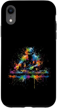 Carcasa para iPhone XR DJ Rave EDM Music Festival DJ y Tocadiscos Pintura Splash Art