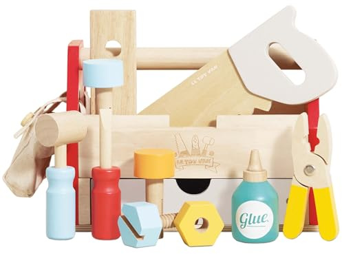 Le Toy Van Werkzeugkasten aus FSC-zertifiziertem Naturholz, Spielzeug für Kinder AB 3 Jahren, 11 Zubehörteile im Lieferumfang enthalten, plastikfrei, fördert Die Entwicklung der Feinmotorik