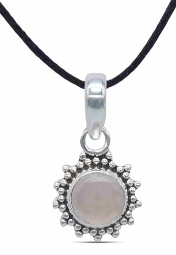 mantraroma Kettenanhänger 925 Silber BUWAN rund mit Edelstein