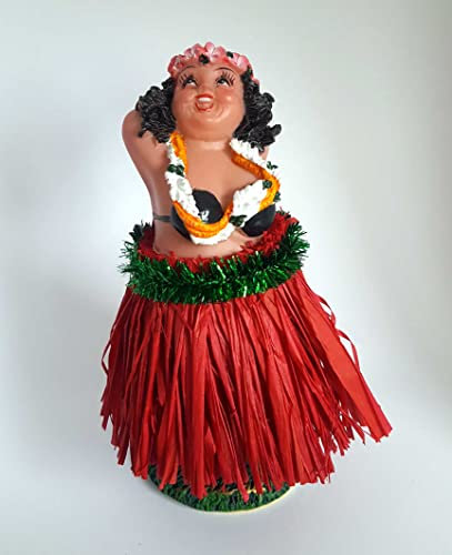 Hang Loose Hawaii Wackel Hula Girl - Wackelfigur -17,5cm - Bastrock Rot