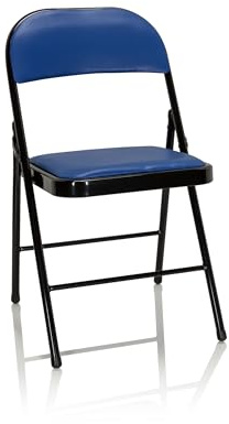 hjh OFFICE 803002 Klappstuhl gepolstert TUDELA Kunstleder Blau Besucherstuhl Faltstuhl klappbar, bis 130kg belastbar