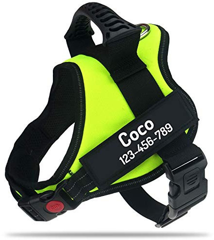 PawPawify Hundegeschirr gegen Ziehen, mit personalisierbarem Namen und Telefonnummer, strapazierfähig, verhindert Zerren, Ziehen oder Würgen, für Training und Spazierengehen