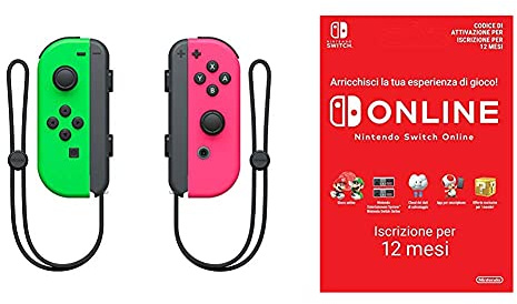 Nintendo Switch: Set Da Due Joy-Con, Verde/Rosa Neon Limited & 365 Giorni Switch Online Membri (Individual) Codice download