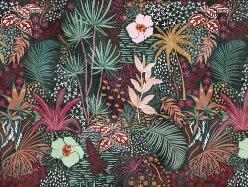 Livingwalls WTD 382741 The Wall Papier peint photo Motif jungle Vert Rouge Jaune 2,8 x 3,71 m