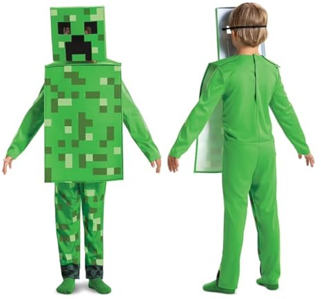 Minecraft | Costume Creeper Minecraft | Déguisement Taille S (7-8 ans) | Licence Officielle | Confort | Pour Haloween et Anniversaire | Inspiré du Jeu Vidéo | Idée Cadeau Enfant
