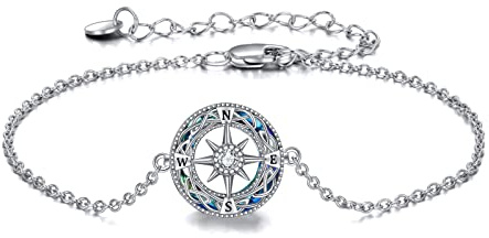 YAFEINI Kompass Armband Sterling Silber keltischen Knoten Kompass Armband Graduierung Freundschaft Talisman Reise Armband Inspirational Graduierung Schmuck Geschenke für Frauen