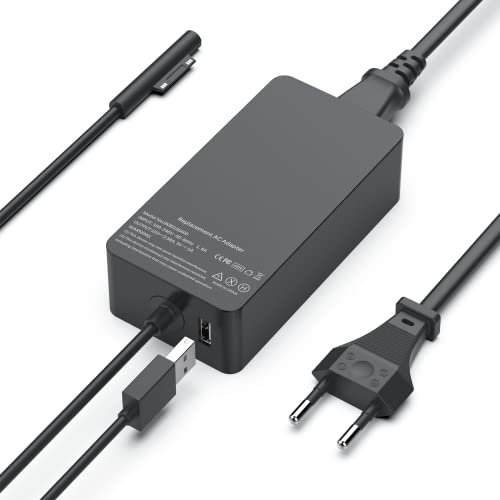 shefor Surface ladekabel 44W 15V 2.58A Surface Pro Ladegerät Netzteil Adapter für Microsoft Surface Pro 7/6/5/4/3/X Surface Laptop 3/2/1 Surface Go/Book Windows Surface Charger mit USB-Port