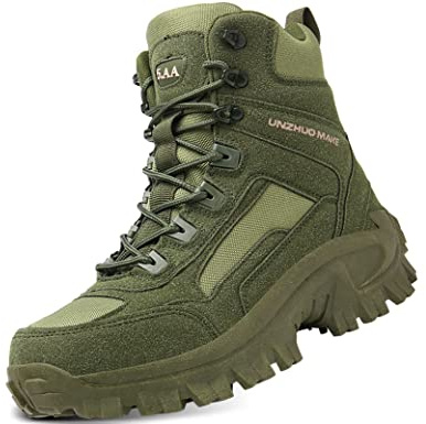 5.AA B22 Stivali da Caccia da Uomo Stivale Tattico da Combattimento Militare Alto Alto Allacciate Scarpe per Tutti i Terreni per Escursionismo verde 43 EU