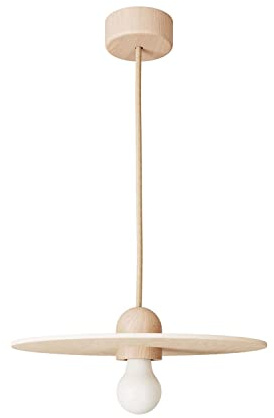 creative cables - Pendelleuchte aus Holz, komplett mit Textilkabel und UFO Lampenschirm - Ohne Glühbirne, Neutral