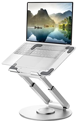 ZEPTRON Foldable Portable Aluminium Laptop Stand | Desk Stand with 6 Level Height Adjustment | Compatible for 11 Inch/11.6”/13.3 Inches/14 Inch/15 Inch/15.6” Laptops Notebooks (UPG. SILVER)