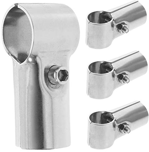 Chain Fence Clamps Tool Shelving Brackets 4pcs Chain Link Fence Parts Fence End Rail Clamp Clamps for Woodworking to Clamp Elbow Stainless Steel Silver Fence Tools