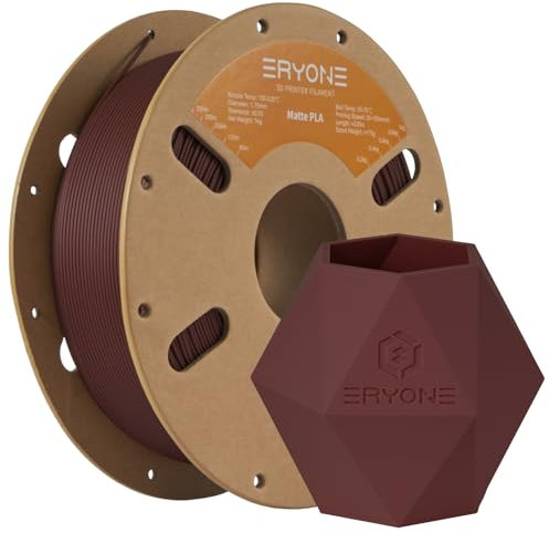 ERYONE Matte PLA 3D Drucker Filament 1.75mm, Maßgenauigkeit +/- 0.03 mm, 1 kg 1 Spule, Matte Rubin Rot