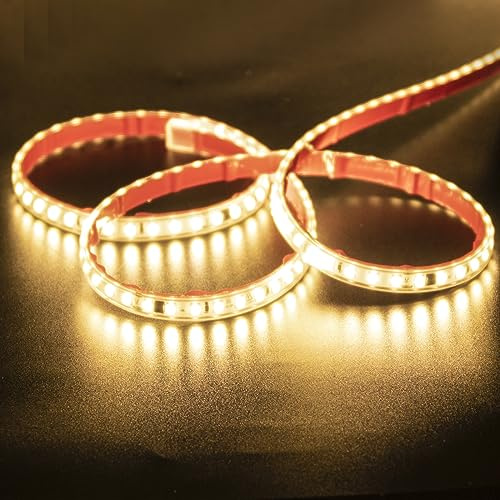 pcningled LED Strip Light 2M (6.56ft) 230V Self Adhesive with Switch and UK Plug, SMD 2835 120led/m IP67 Waterproof 3000K for Bathroom,Balcony,Kitchen,Outdoor (2, Warm White)