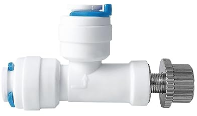 PAROAD Manueller Durchflussbegrenzer Wasserdurchfluss-Einstellventil Regler Wasserdurchflussregelventil Wassergeschwindigkeitsregler1/4 auf 1/4 Zoll Schlauch für Umkehrosmosewassersysteme (L-Form)