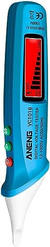 Testeur de tension numérique LCD sans contact 12 V-1000 V Testeur de stylo multifonctionnel Détecteur de tension AC/DC Crayon de test de batterie de continuité électrique avec alarme sonore et lumineu
