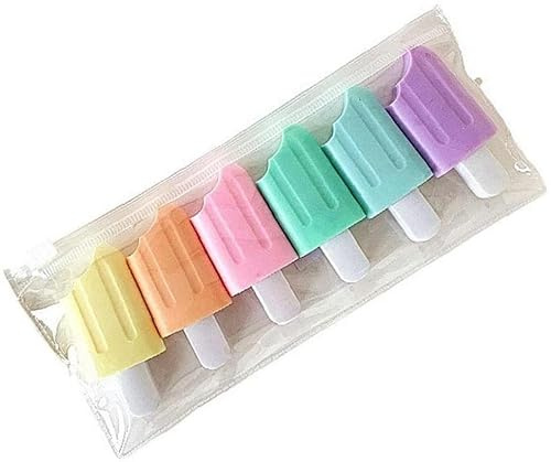 Mini-Textmarker, niedlich, in Eisform, für Bürobedarf, Schule, Schreibwaren, robust und langlebig, 6 Stück