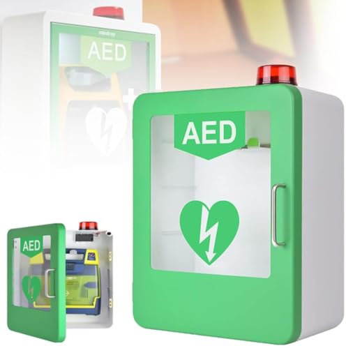 Armadietto DAE, Armadietto a Parete per Defibrillatore DAE, con Allarme Luce Stroboscopica di Emergenza, Design con Angoli Arrotondati, Adatto a Tutte le Scienze Cardiache, Defibrillatore DAE
