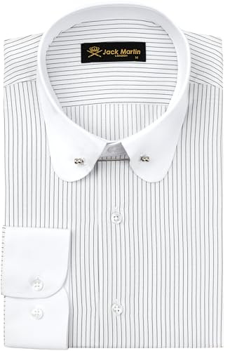 Jack Martin London Chemise à col Club pour Hommes avec épingle | Chemises Formelles et décontractées à Manches Longues | Chemises de cérémonie dans Un Style rétro