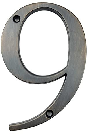 Numero Civico Esterno Bronzo Invecchiato 101mm Numero civico Porta civica Indirizzo Numero Cifre Lega di Zinco Montato a Vite Grande Porta Indirizzo Segno # 0-9 Numeri Civici Esterni (Color : 9)