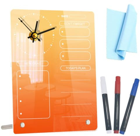 Zerodeko -memoboard Desktop-planerboard Mit Uhr Und Löschboardfunktion Schreibtisch-whiteboard Für Büroorganisation