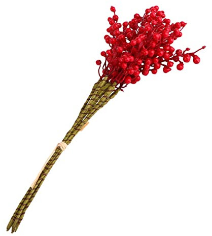 ABOOFAN Simulation Kleiner Beerenstrauß kunstpflanze kunstplflanze Zweig der Stechpalme rote Beerendekoration Hochzeitsdekorationen Ornament Desktop-Blumenverzierung DIY Basteldeko bündeln