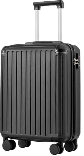 COOLIFE Kabinenkoffer 55X40X20cm für EasyJet Flugzeug Handgepäck Kabinengepäck Hartschlagenkoffer Leichtgewicht mit TSA-Schloss und 4 Zwillingsrollen (Schwarz, 55 x 40 x 20cm)