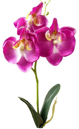 Hemore Fake Orchid, 11inch Real Touch Artificial Orchid Stems, Faux Butterfly Phalaenopsis Flowers for Home Wedding Decoration (Purple)