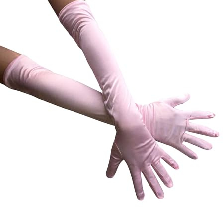 AUSUAYA Lange Satin Opernhandschuhe Damen, Elegante Abendhandschuhe Stretch für Hochzeit, Kostüm, Cosplay, Bühne & Party DE-G-G1