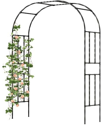 Caroeas Metal Garden Arch with 20mm Thickened Galvanized Steel Tubes, Rust-Resistant rose arch, 150cm Wide x 240cm High, Ideal for Climbing Plants and Outdoor Decoration as Garden Archway or Trellis