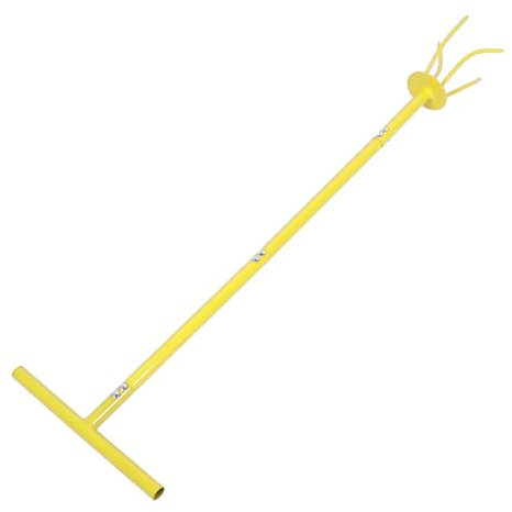 Motoculteur Rotatif, Cultivateur de Griffes de Jardin, Outil de Griffe de Jardin, Cultivateur Manuel à Long Manche en Acier Inoxydable Jaune pour Parterres de Fleurs, Potagers