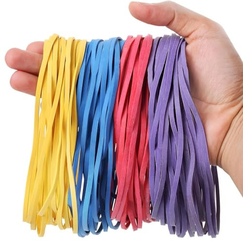 YAZANY 50Pcs Large Elastic Rubber Bands, Sturdy Thick & Stretchable Colored Bands, Natural Elastic Bands for School Home Office Supplies Industrial Crafts DIY Everyday Use 180mm