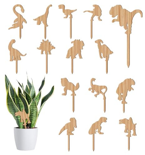 arricraft 15 pz Etichette per Piante In Legno, 15 Stili Dinosauri In Legno Vuoti Cartelli Da Giardino Piante Tag per Interni Ed Esterni Semi In Vaso Erbe Fiori Patio Verdure Giardiniere