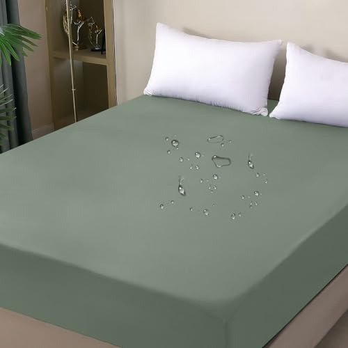 ohano Protector de colchón impermeable, 90 x 200 cm, sábana bajera ajustable, impermeable y transpirable, protector de incontinencia, protección contra la humedad, sábana bajera, para todas las