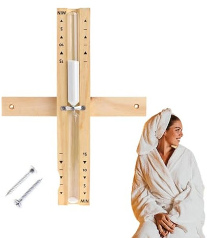 Sauna Clock, Sauna Sand Timer | Sauna Clock Accurate Hourglass Sand Timer Wall Hanging | Rotating 15 Minute Heat Resistant Timer Wooden Hourglass for Sauna Room, Kitchen, Bathroom, Restaurant