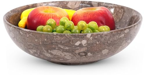 Handgjord fruktskål i havsmarmor– 25 cm dekorativ skål för köksbänk och soffbord, idealisk bananhållare och godisskål, elegant modern heminredning