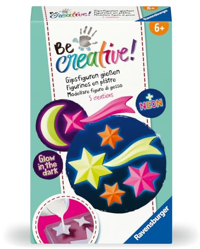 Ravensburger BeCreative Leuchtsterne - Bastelset ab 6 Jahre | Gipsfiguren gießen und bemalen, Geschenk für Mädchen und Jungen