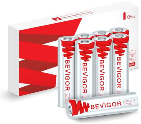 BEVIGOR Lithium Batteries AA Size, AA Battery 8 Pack, Double A Batteries, 1.5V Lithium Iron AA Batteries, Longer Lasting Double A Battery for Flashlight, Toys, Remote Control【Non-Rechargeable】